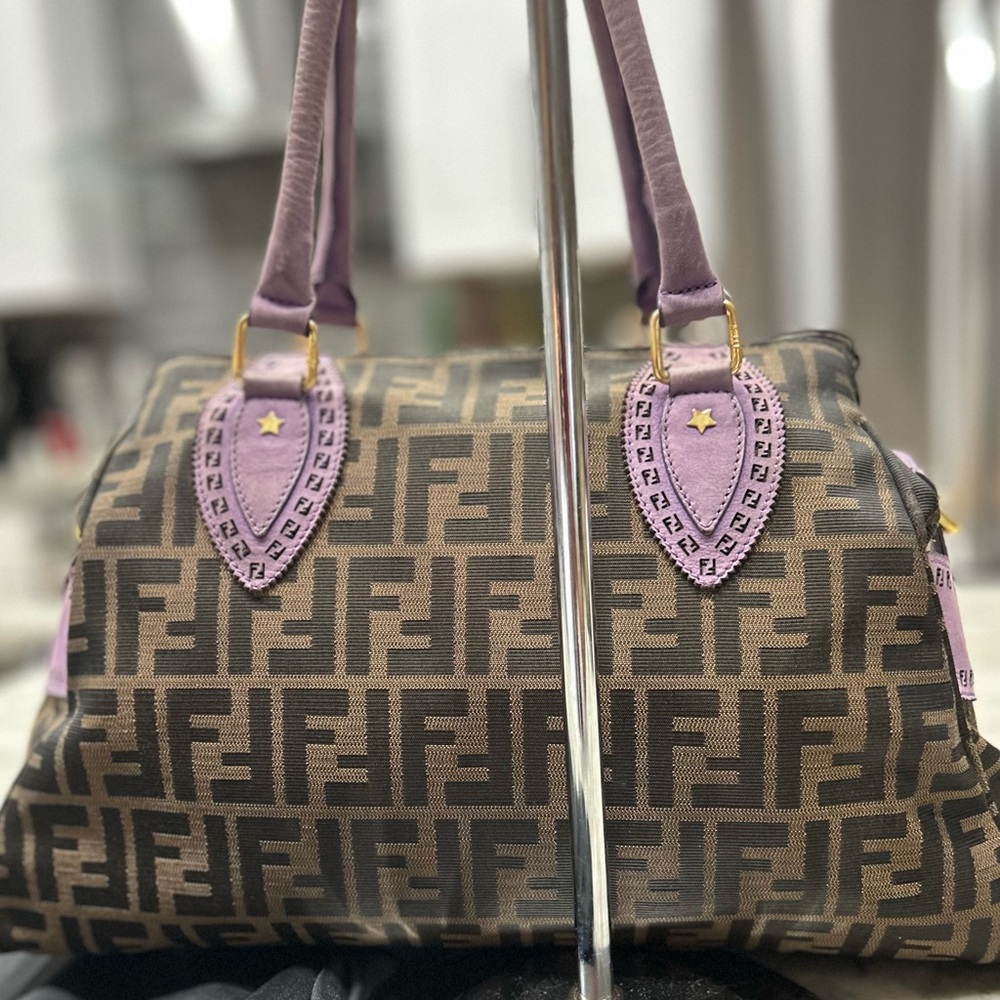 Fendi Zucca Authentic FF Du Jour Brown and Purple Satchel - Picture 3 of 17